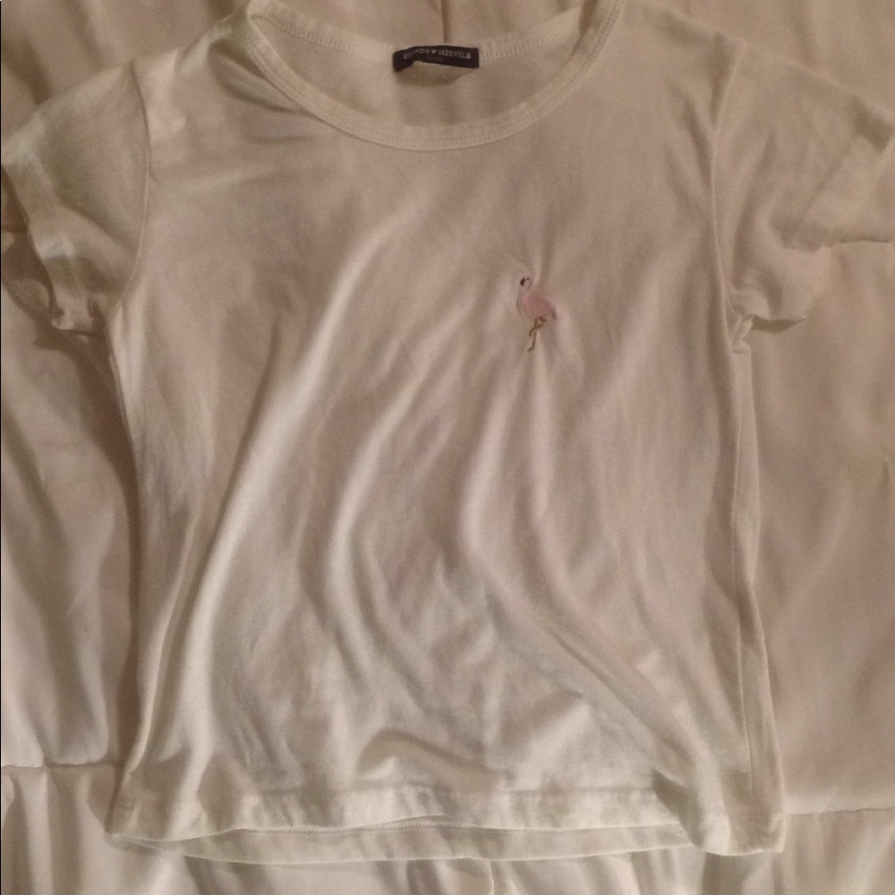Brandy Melville White flamingo top